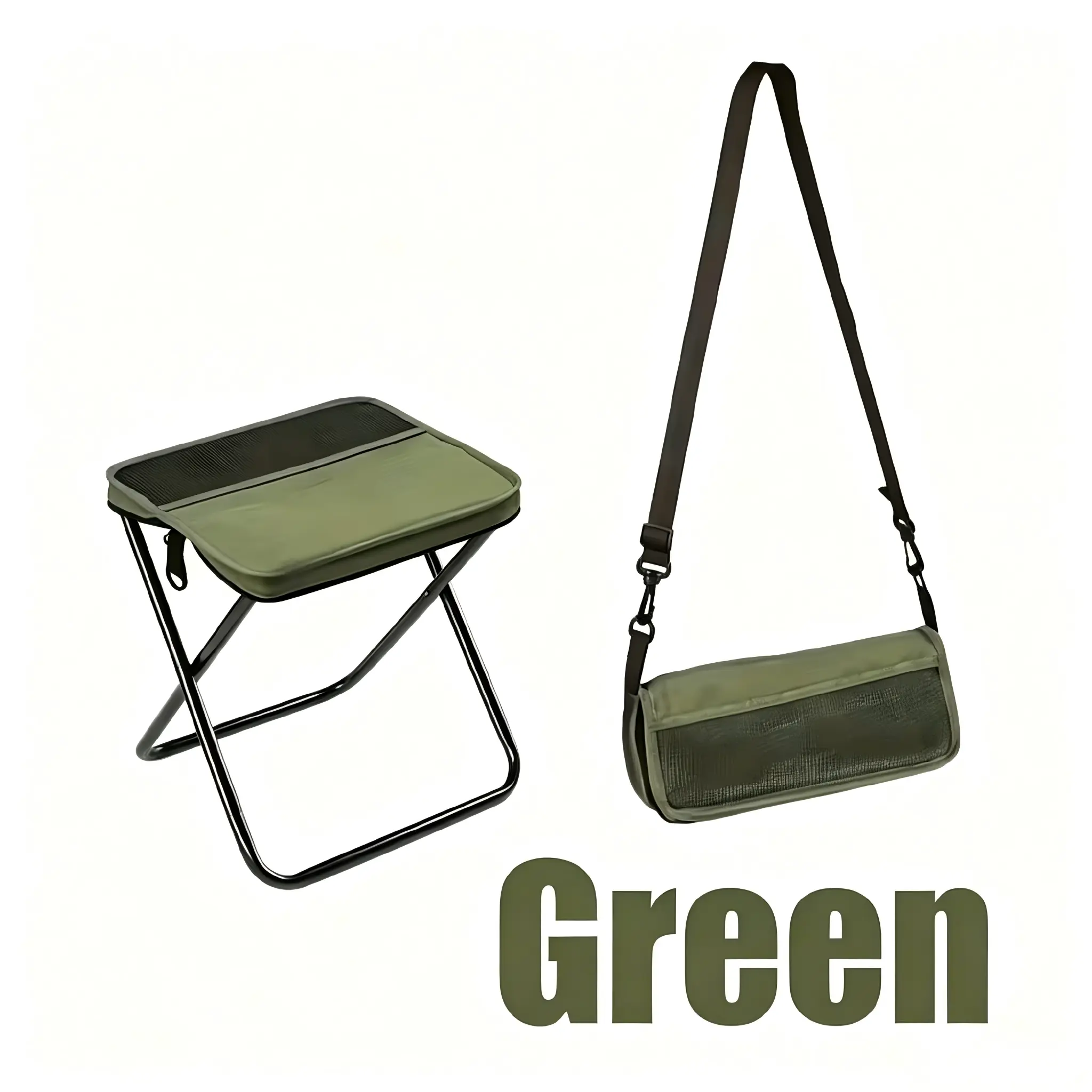 Lightweight Folding Camping Stool with Carry Bag - Heavy-Duty Portable Travel Chair, Unisex Folding Backpack Chair, 270lbs Capacity Outdoor Stuff for Adults, Compact for Hiking, Fishing, Oxford Fabric, Durable, Supports Up To 270Lbs, Breathable side
