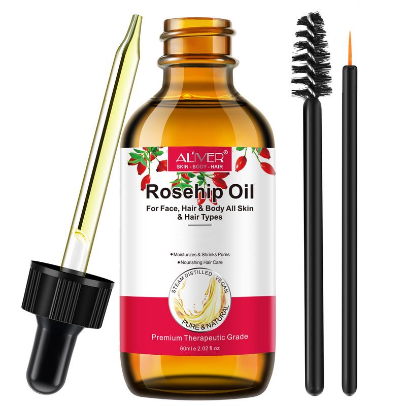 Aliver Rosehip Oil, Organic Rosehip Seed Oil  For Face, Hair, Nail, (60ml/2.02Fl Oz)