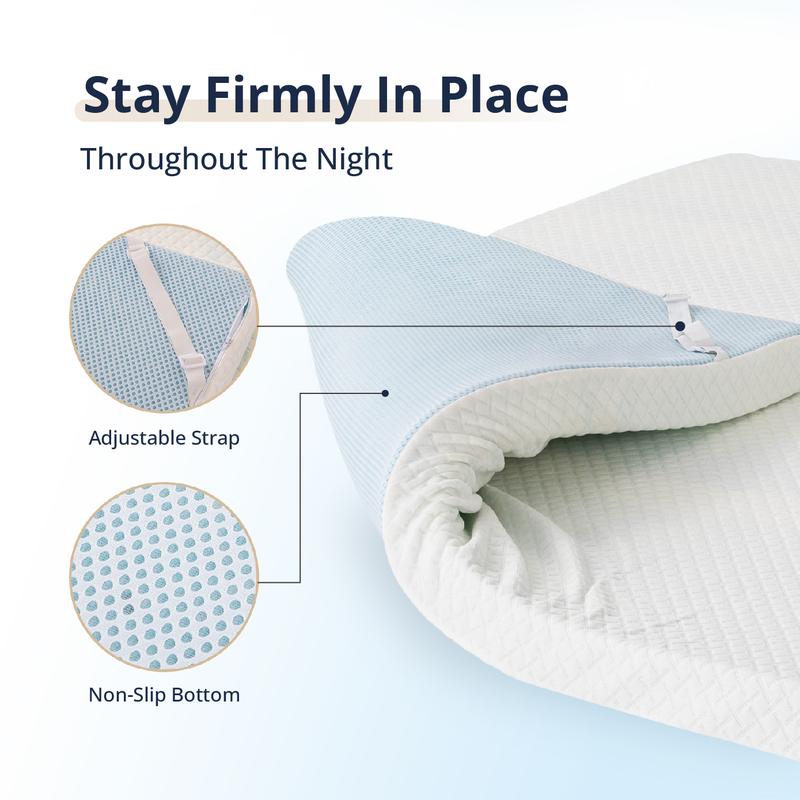 EGO Original White Mattress Topper, Gel Memory Foam for Cooling Sleep with Removable Fitted Cover, Ventilated Design, Twin Full Queen King Soft Pressure Relief Medium