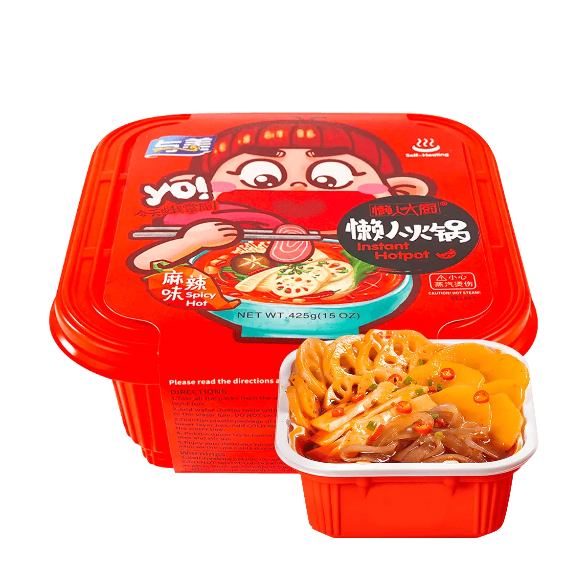 YUMEI Self-Heating Instant Hot Pot Self Heating Hot Pot - Spicy Flavor, 15oz【Trending on TikTok】 Food Vegetable，Ready in 15 Mins, Instant Delicious，No Stove Needed Quick Meal Chinese Dish