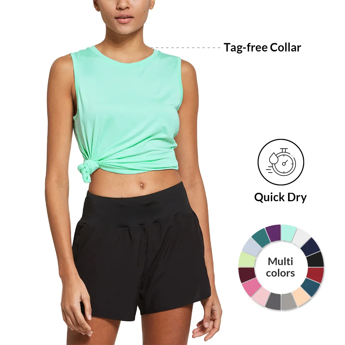 Baleaf Women's Breathable Cool-Dry Fabric Pull-On Sports Vest, Workout Clothing, Sleeveless Workout Tank Tops for Pickleball, Casual Loungewear
