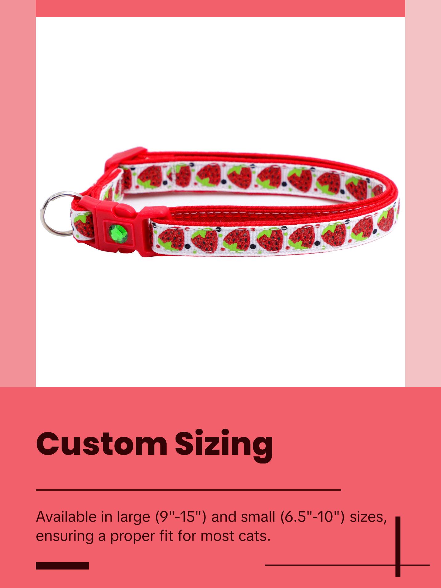 Strawberries Safety Breakaway Cat Collar with Jingle Bell and Charm by Pugs2Persians Fruit Berry Strawberry