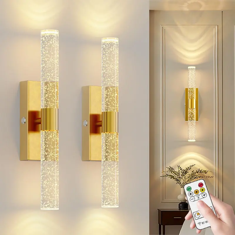 2Pcs Wall Lamps, Dimmable Lamps, Crystal LED Wall Lights, USB Rechargeable, 4000mAh, Magnetic Mount for Wireless Installation, Remote-Controlled Dimming, For Dining Rooms, Bedrooms, Bathroom Mirror, Rechargeable Wall Sconces, Decorative Wall Light