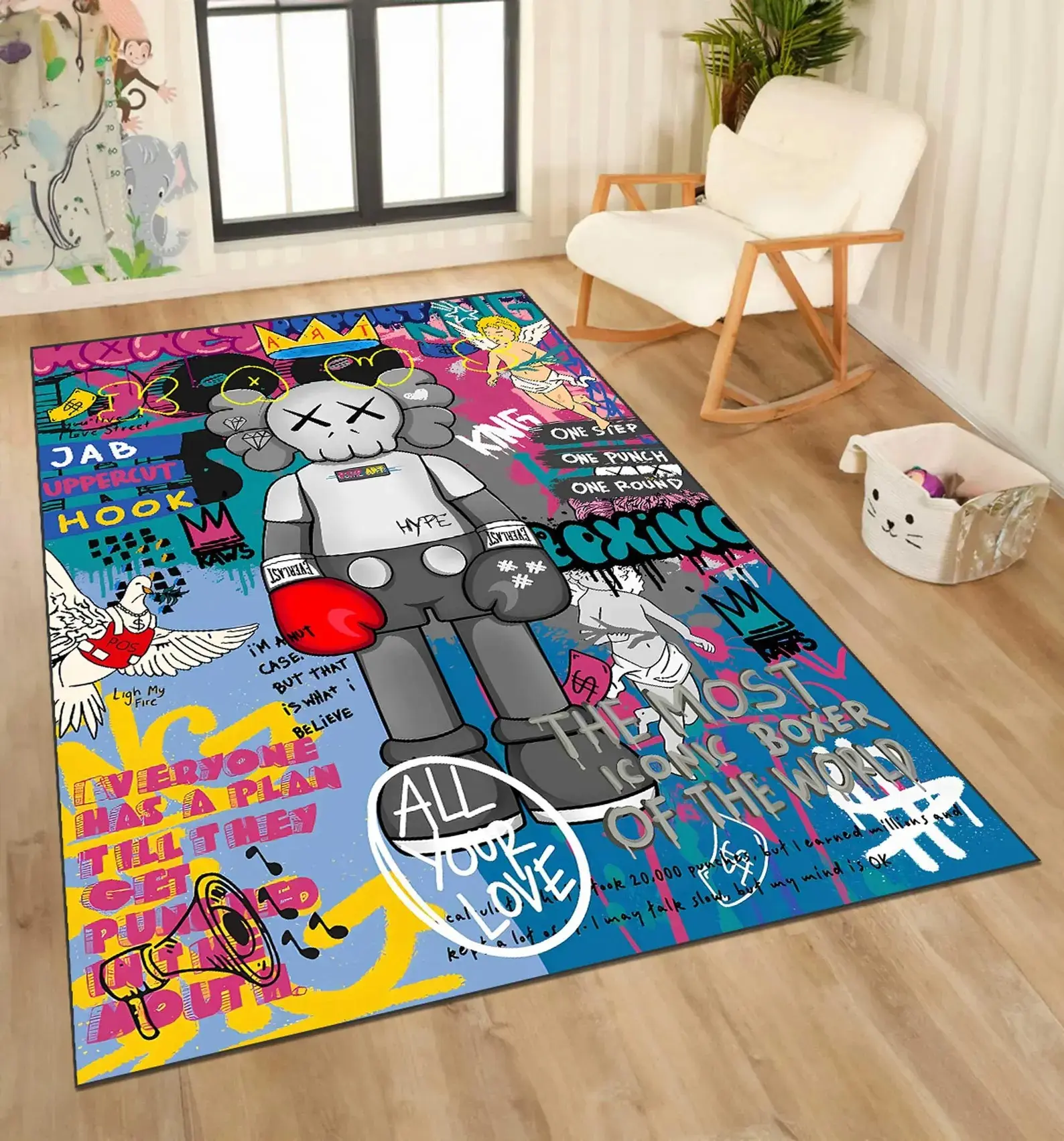 Hypebeast Bearbrick Area Rug - Machine Washable Household Textile, Stylish Home Decor, Ideal Gift Option