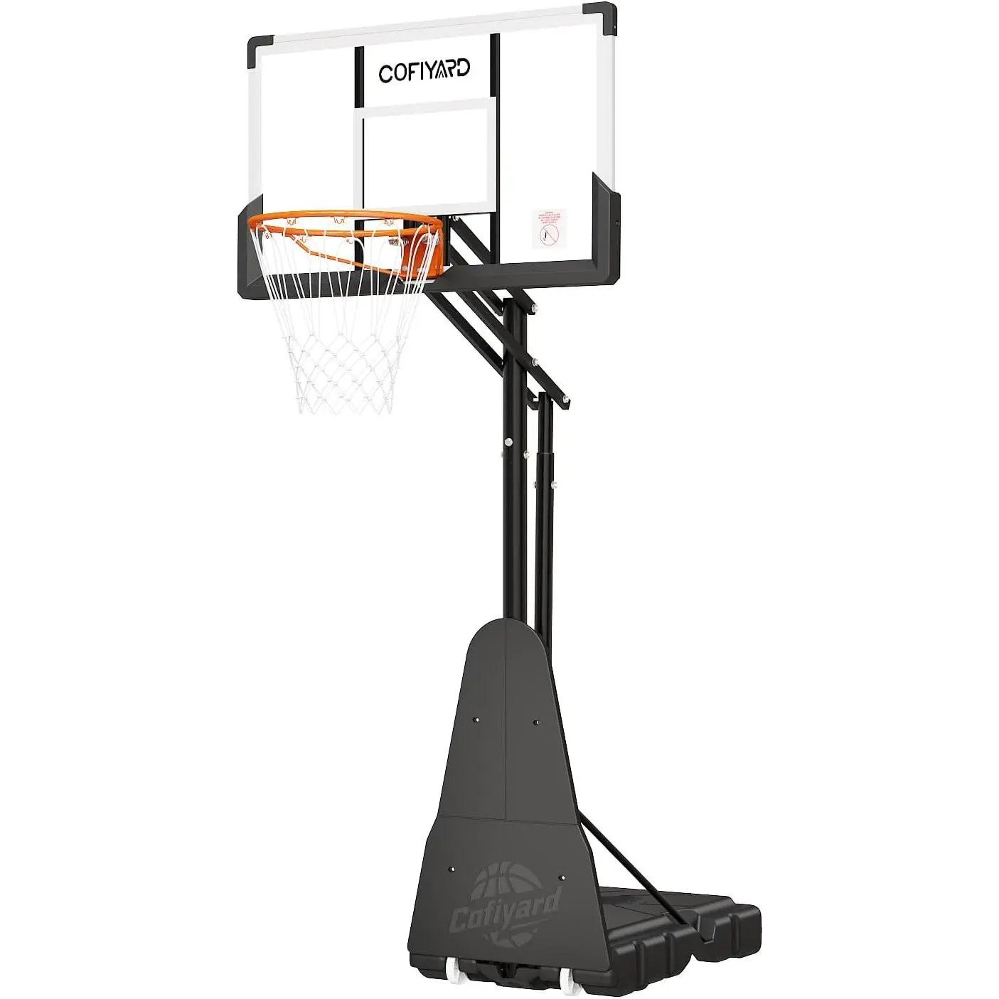 Cofiyard Outdoor Upright Rebounding Basketball Hoop System, 44" Thickened PC Shatterproof Backboard, 5.25-10 FT Adjustable Height, with Wheels & Sandbags for Kids & Adults