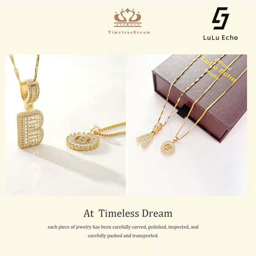 LuLuEcho Pack Initial Letter PendantNecklaces for Women 14K Gold Plated CubicZirconia Alphabet Necklace Fashion Jewelryfor Back to School Adjustable Length Comfortable & Versatile
