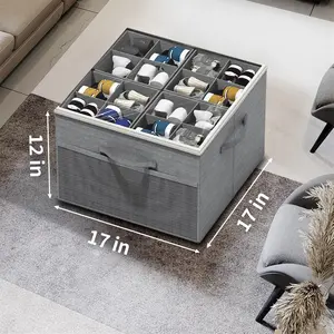 Foldable Shoe Storage Organizer for Closet with Adjustable Dividers & Clear Cover, Holds Up to 16 Pairs Shoe Storage Bin box spacesaving hanger jeans door hat shapesaver house maximize space freezer anniversary wedding gift bag dust free organizing family