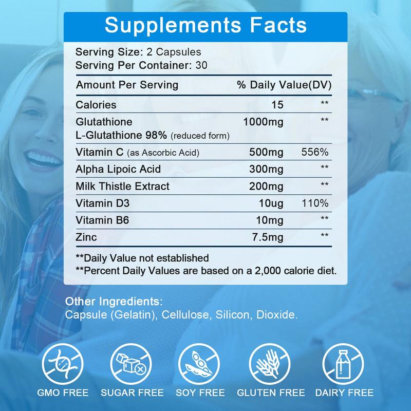 Liposomal Glutathione Reduced L-Glutathione 1000mg Antioxidant Supplement,120pcs