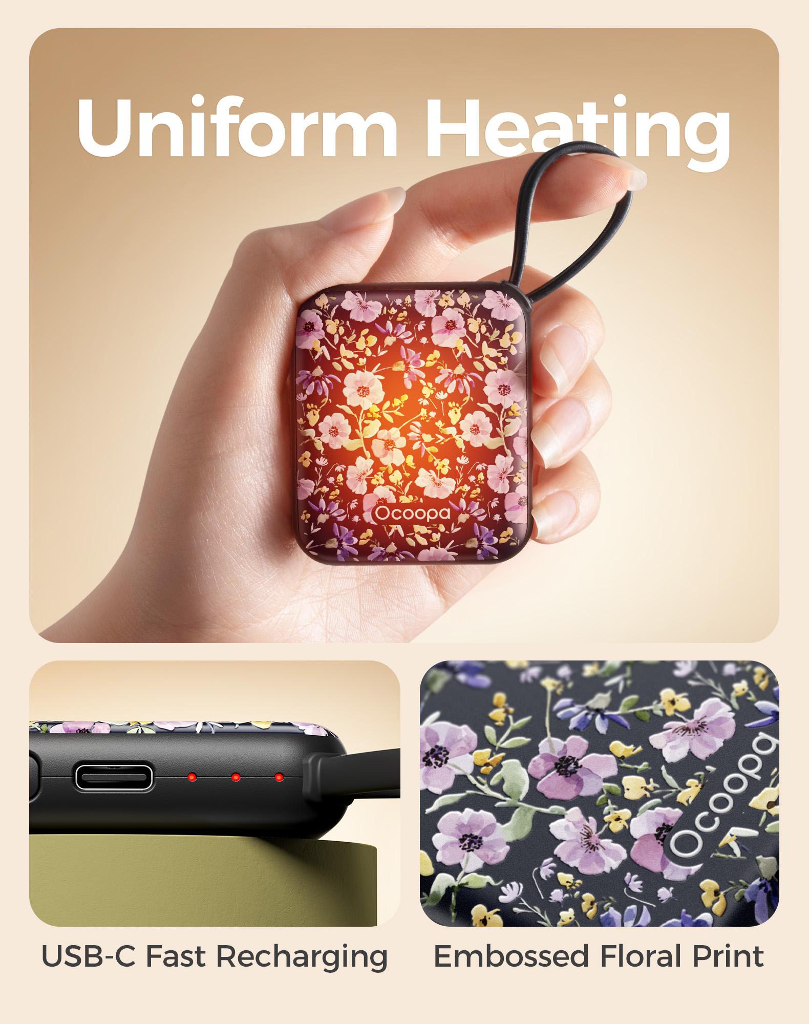 Ocoopa Hand Warmers Rechargeable UT5 Nano – Slim Electric Pocket Heater, Smart Temp Control, 14Hrs Battery, UL Safety, Artists in Bloom Design, Practical Gifts for Women, Christmas, Outdoor,Camping,Stocking Stuffers,Men gifts, Gift boxes,Best Gift Ideas