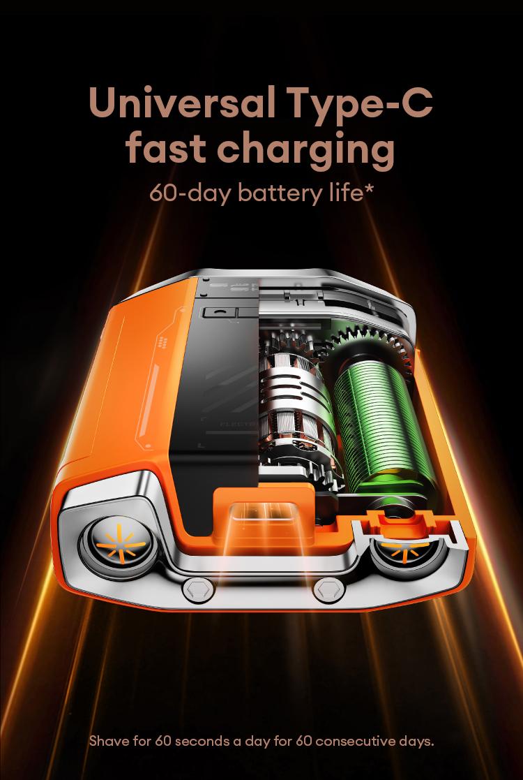 Skyworth XJ32 Dual Ring Shaver, with dual ring floating blade design, high-speed rotating blade, equipped with side wing nose hair trimmer, full body IPX7 waterproof, Long lasting battery life,suitable for short hard beards and delicate men