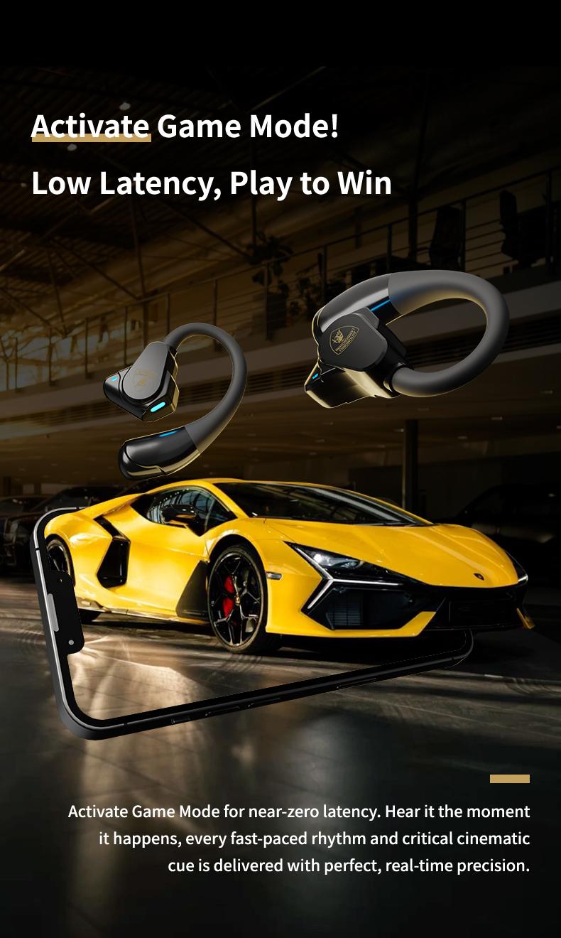 Lamborghini Official Wireless Earbuds | Sport Ear Hook Audifonos Bluetooth 6.0 Headphones | Deep Bass, Low Power Use | Comfortable for Running, Gym & Daily Calls Earphones, Electronic Audio Headset tiktokshopcreatorpicks Gifts