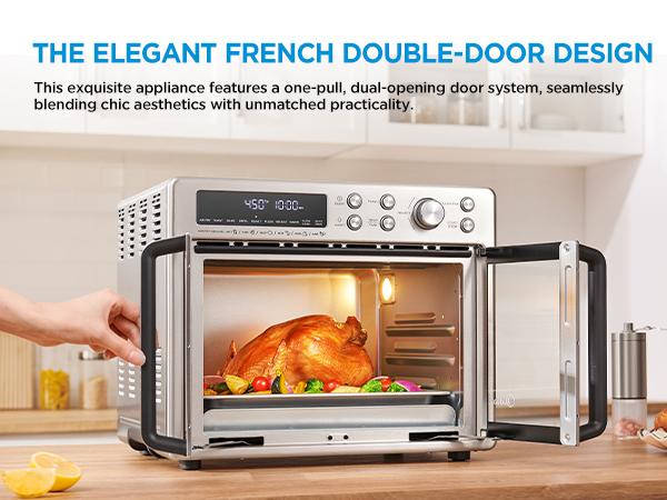 [2026 Kitchen Hack] Midea Flexify French Door Air Fryer Toaster Oven Combo 26.4 QT, Extra Large Countertop Air Fryer Oven 10-in-1 Combo 25% Faster Cooking & 90% Less Oil, Elegant Design Convection Fan, Gift of the Season