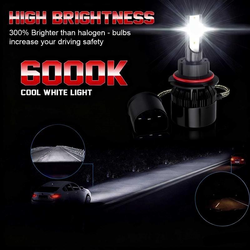 Ultra Bright 4PCS LED Headlight Bulbs Kit 120000LM 6000K Cool White,9005+H11/9005+9006/H11+H11 Multi-Fit Socket,High Low Beam,10X Visibility,Aluminum Body,Battery-Free,Plug N Play,IP68 Waterproof,Car Headlamp Upgrade
