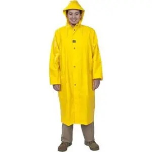 Helly Hansen Size 2XL Yellow Rain Coat 2 Pockets, 46-48" Chest, PVC & Polyester, Zipper & Snaps Closure 70306_310-2XL