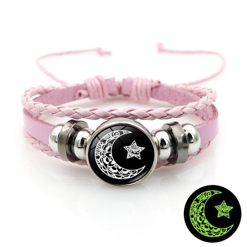 Sun & Moon Lovers Leather Bracelet Vintage Punk Multi-Layer Beaded Woven Design Couple Gift with PU Leather and Glass Accents