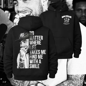 Youth Adult Vintage Mac Miller Hoodie, 2-Sided Print Graphic Sweater, Unisex Streetwear Pullover for Music Fans