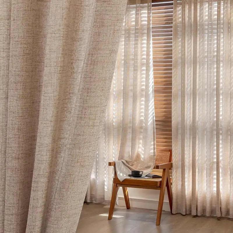 1pc Japanese Linen Sheer Window Curtain, Windproof Breathable Half-Shade Drapes, Lightweight Curtains for Bedroom Living Room Balcony, Minimalist Style Home Office Decor, Home Decorative Curtain, Home Decoration Curtain
