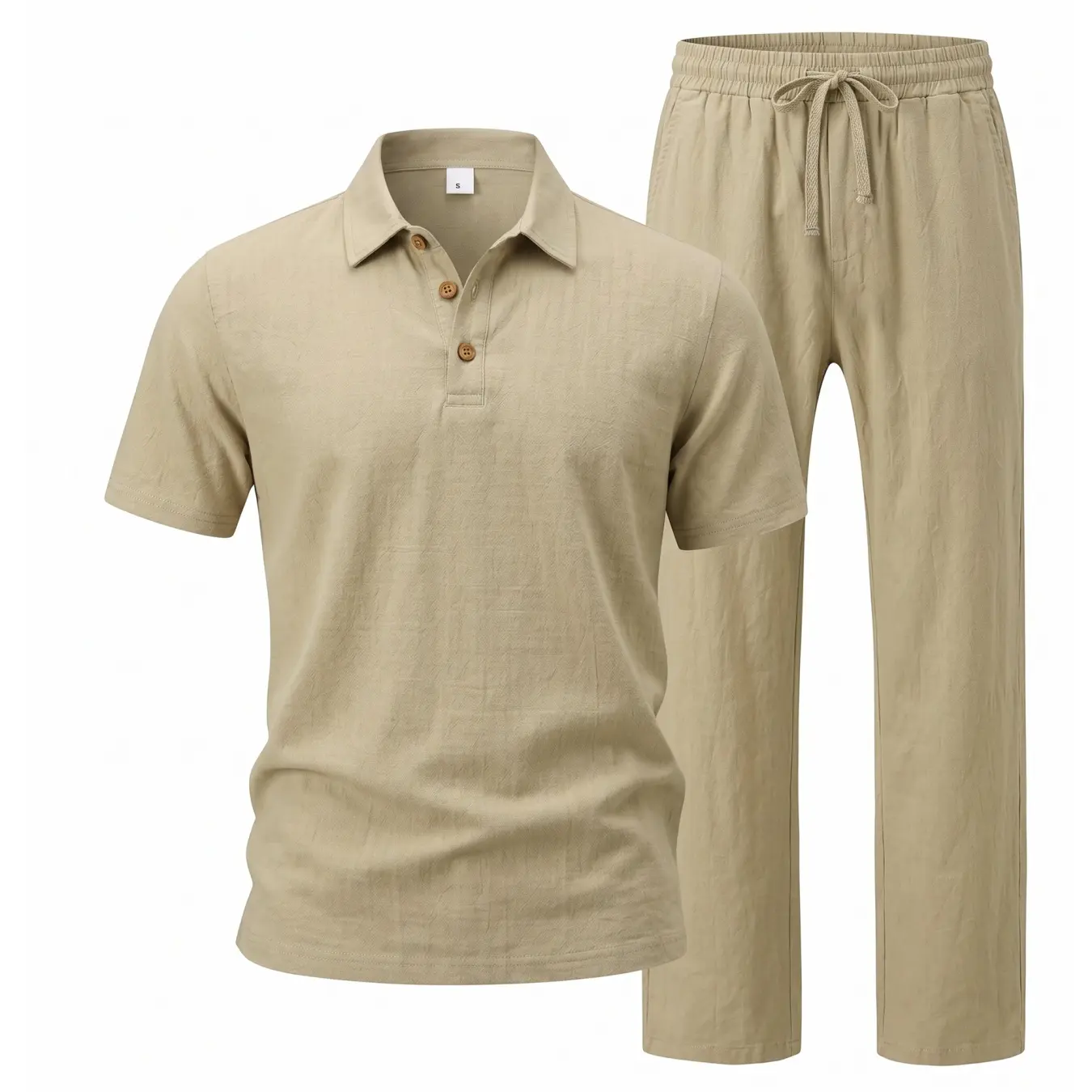 Men’s Linen Beach Two Piece Set, Casual Short Sleeve Button Down Shirt and Loose Long Pants Set, Lightweight Breathable Summer Outfit, Relaxed Fit Drawstring Loungewear for Vacation Travel Resort Daily Wear Comfortable Stylish