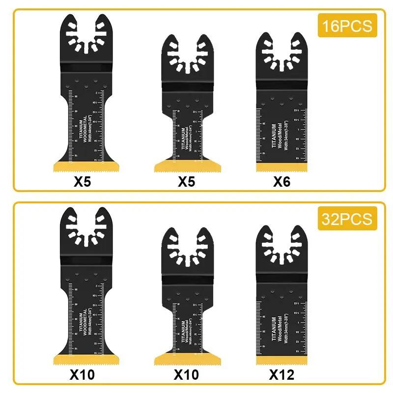 Titanium Saw Blade Set & 18pcs/set Titanium Multitool Blades & Compatibility Quick Release Multi Industrial Cutting Tools Kits for Dewalt & Ryobi & Milwaukee & Rockwell & Fein & Makita & Tools and Gadgets & Universal Compatibility & Dealsforyoudays