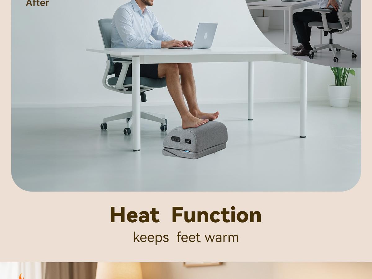 Comfier Foot Rest Under Desk at Work with Heat,Vibration,Foot Heater Foot Warmer,3 Height Under Desk Foot Rest for Office Chair,Gaming Chair Footstool, Ergonomic Heated Footrest,Computer Desk Use