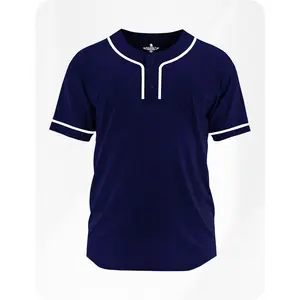 Exxact Sports 2-Button Baseball Jersey For Men, Plain Baseball Jersey, Sports Uniforms Women Softball Jersey Men (Navy) Baseball Jersey for Fans