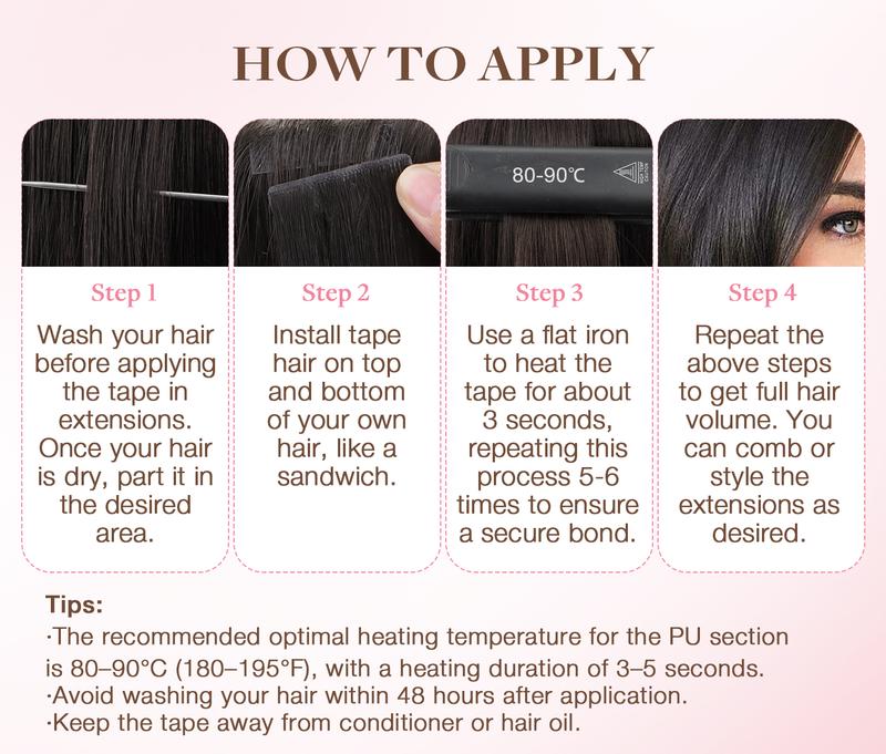 GOO GOO Invisi Edge Tape in Hair Extensions Human Hair, 14inch-24inch 20pcs 50g, Straight Virgin Remy Hair, Seamless Injected Tape, Natural Look