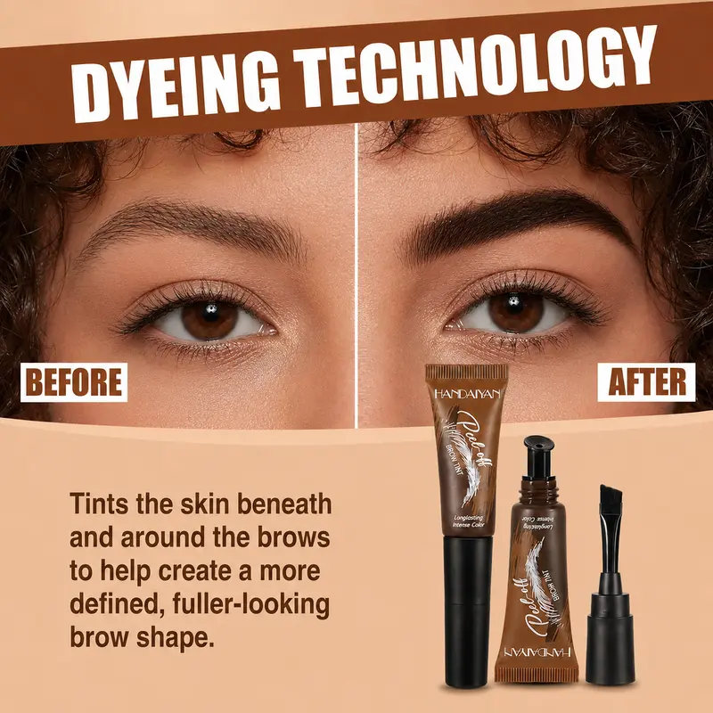 4-Color Tear-Off Brow Tint – See Usage Guide – Waterproof, Non-Fading, Long-Lasting Pigment for Precise Brow Definition & Effortless Wild Brow Looks – Eyebrow Makeup for Women