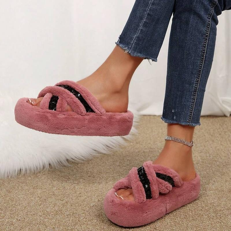 Mysoft Women's Plush Slippers, Soft Warm Winter Shoe, Womensfashion Sandals Slippers for Women, Cozy Indoor Bedroom Footwear, Ideal Valentine's Day Gift