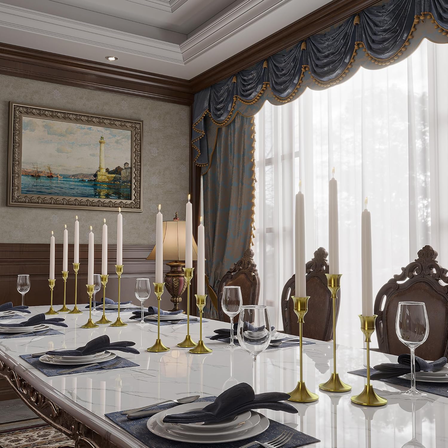 Black/Silver Taper Candle Holders 30-Pack Elegant Candelabra Candle Stands for Fireplace Dining Table Party Home Décor Ornamental Taper Lanterns - Decor Black/Silver Taper Candle Holders 30-Pack Elegant Candelabra Candle Stands for Fireplace Dining Table Party Home Décor Ornamental Taper Lanterns - Decor