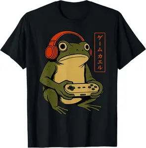 Japanese Gamer Frog Art Men Women Boys Funny Vintage Gaming T-Shirt
