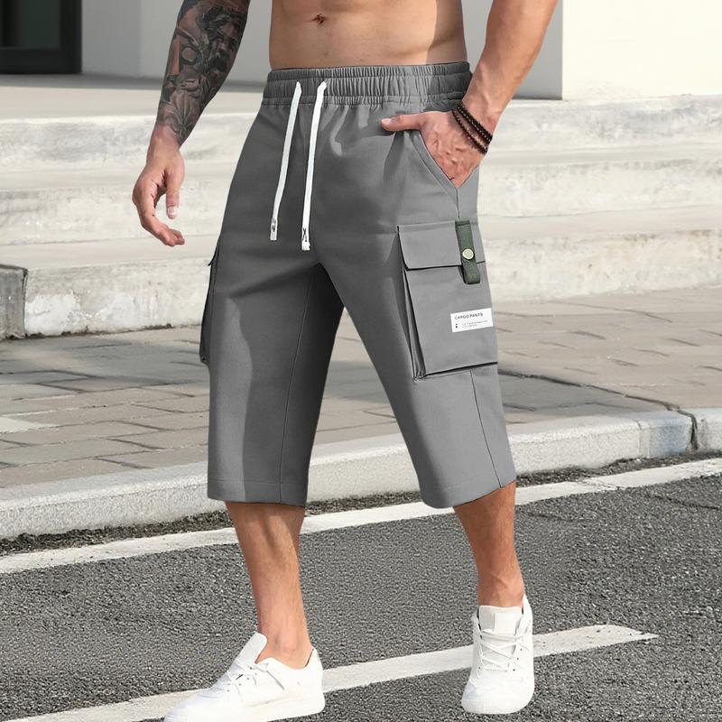 Men's Tooling Shorts - Loose Version, Casual Cropped Pants with Multiple Utility Pockets - Non-Stretch Fabric for Daily, Office, Outdoor Activities - Casual Dress - Easy Care Design, Sturdy Structure, Functional Pockets, Perfect for Everyday Wear