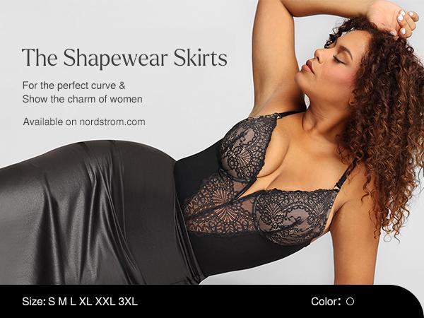 Popilush Built-In Shapewear Faux Leather Midi Skirt Black Bottom