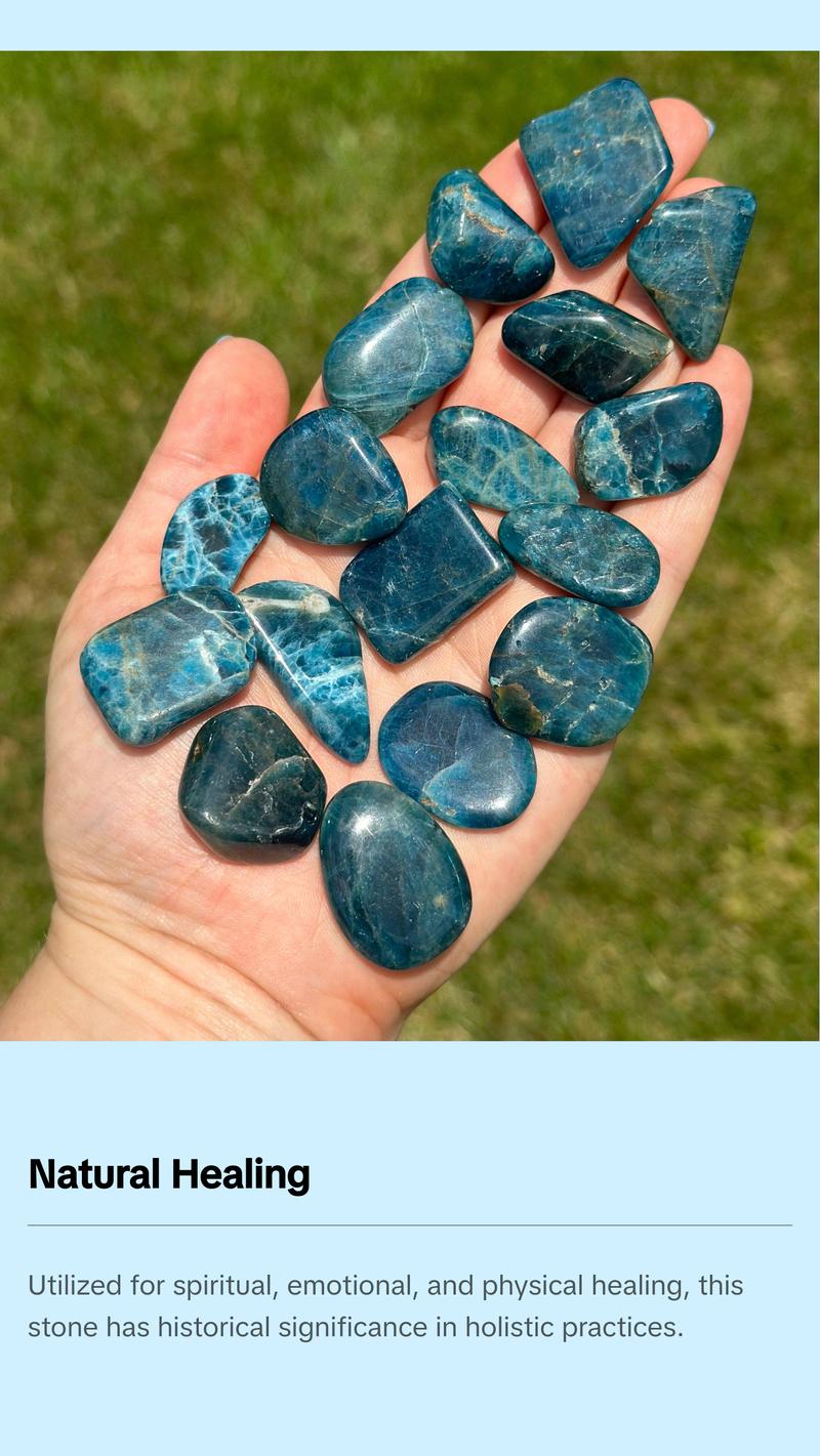 Blue Apatite Tumbled Stone - Blue Apatite Crystal from Madagascar - Motivation Crystal - Polished Blue Apatite Gemstone