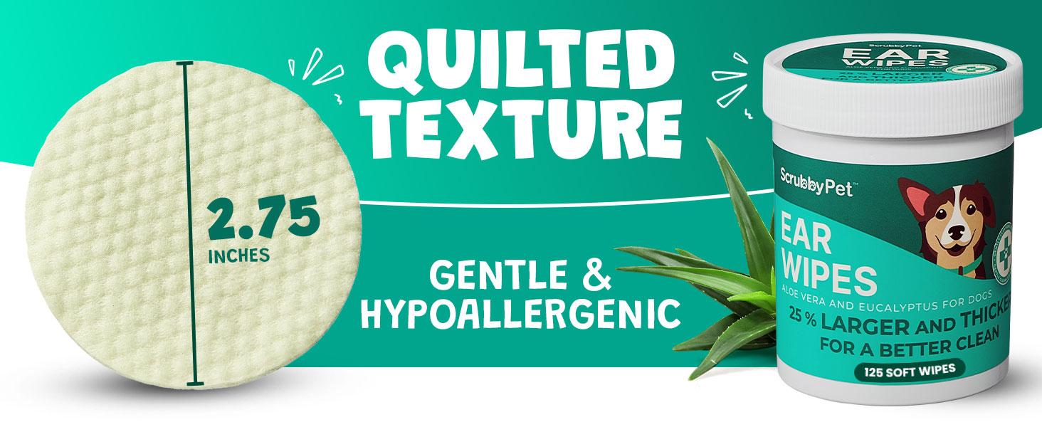 ScrubbyPet Dog Ear Wipes Extra Thick with Aloe & Eucalyptus 125 Count Hypoallergenic Cleaner with Pearl Texture for a Deeper Clean Scrubby Pet - Cleaning