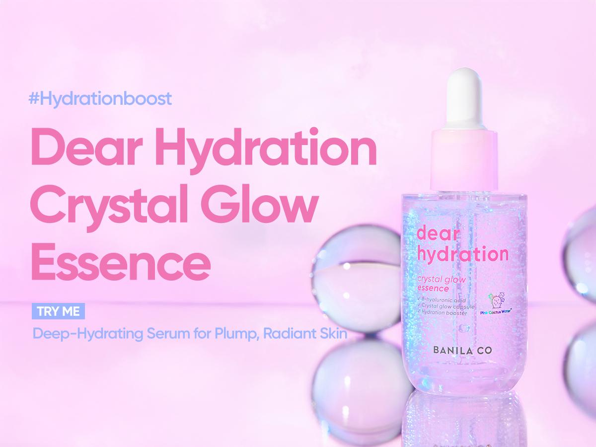 Dear Hydration Crystal Glow Essence | Pink Cactus & Biome Serum for Radiant, Moisturized Skin | Hyaluronic Acid Hydration Serum
