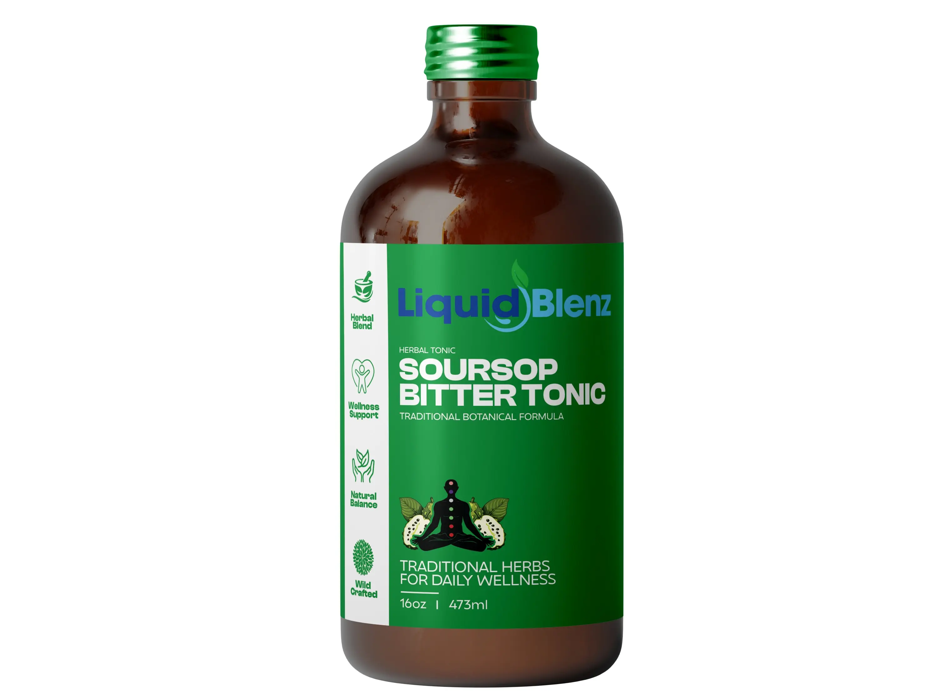 Liquid Blenz Soursop Bitters Liquid – Organic Herbal Detox with Black Seed, Moringa & Ginger – Supports Digestive Wellness & Immune Function