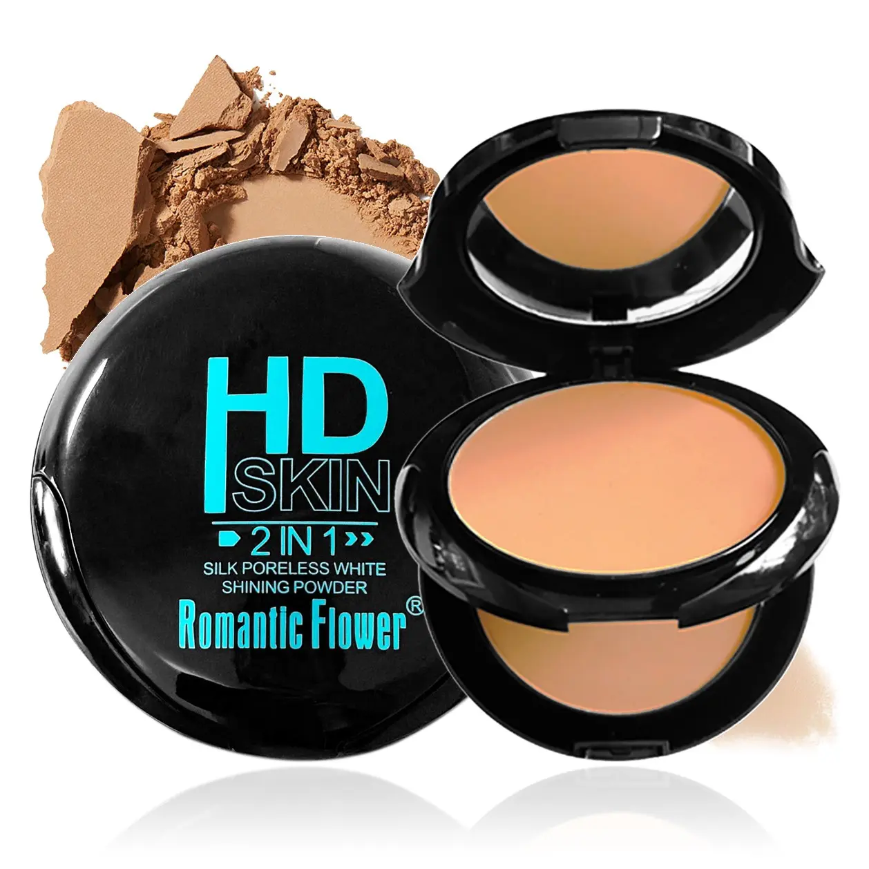 3 Shades Matte Finish Face Makeup Pressed Powder, Oil Control Waterproof Contour Compact Powder, Long-Wearing Face Setting & Finishing Powder
