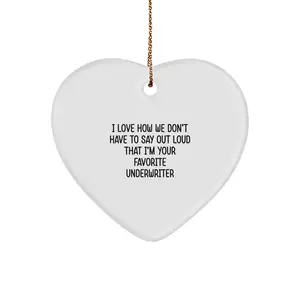 Funny Underwriter Heart Ornament Gifts from Friends or Family for Underwriter - Christmas Unique Ornaments