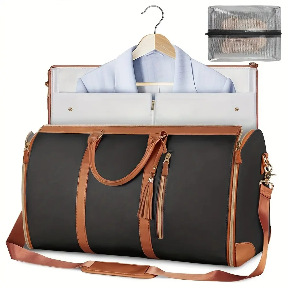 Carry On Garment Bag, Large Duffle Bag for Women, Bags for Travel with Shoe Pouch, Nylon Cloth Bag, Foldable Storage for Business Trips