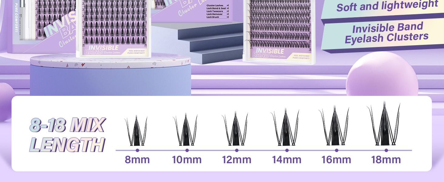 B&Q Fairy Manga Lash Kit l Invisible Band with 144pcs Individual Lashes, C Curl for DIY Lash Extension, Waterproof Long Lasting Valentine Gif