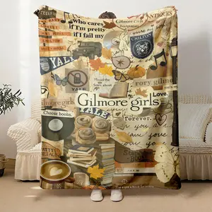 Gilmore Girls Style Home Textile Flannel Soft Blanket 100% Polyester Digital Printing Ultrasonic Embossing Mixed Colors All Seasons super flannel blanket lightweight cozy design comfort