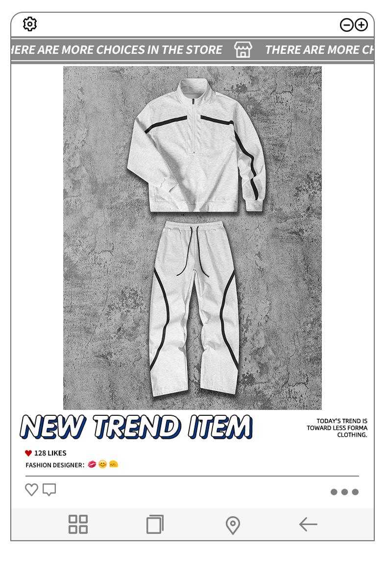 Men's Vintage Sportswear Set Black and White Patchwork Half Zip Hoodie and Joggers Trendy Unisex Casual Comfortable Skin-Friendly Loose Fit Slimming Street Style Two-Piece Outfit coat outdoor clothing windbreaker fit