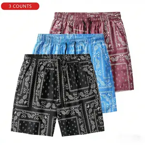 Casual shorts with a paisley pattern, featuring an adjustable drawstring waist, available in multiple colors, made from lightweight, breathable polyester—effortlessly create everyday casual fashion looks, a beach vacation essential for summer