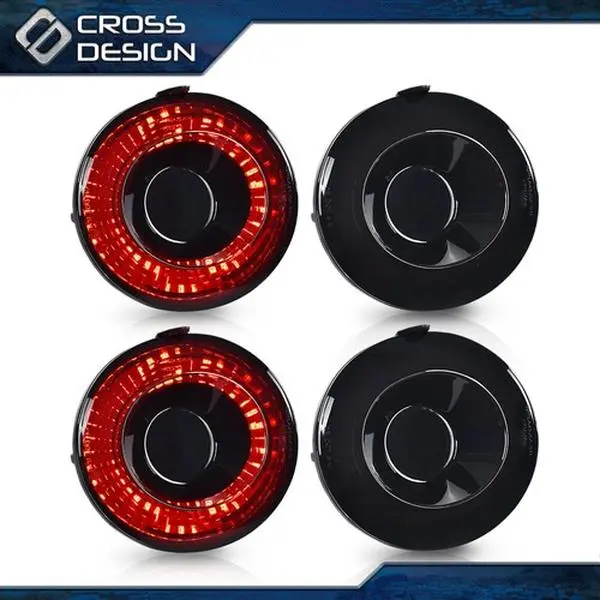 CROSSDESIGN 4 x LED Tail Lights, Smoked Integrated Taillight Rear Light Assemblies, Smoke/Red LED Brake Lamps, Car Exterior Upgrade Accessories for 2005-2013 Chevy Corvette C6