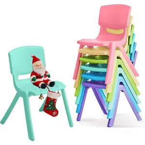6/12Pcs Stackable School Chairs, Colorful Kids Plastic Chair for Toddlers with 11'' Seat, Kids Flexible Seating for Classroom Elementary, School, Daycare, Outdoor, Classroom Furniture (Light Colors-6PCS)