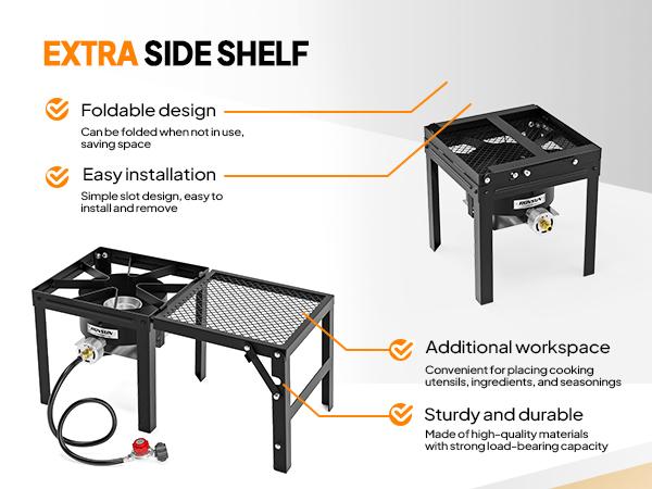 ROVSUN 100,000 BTU Propane Stove with Foldable Side Shelf, Single Burner Gas Stove for Outdoor Cooking with Regulator, Perfect for Camping, Tailgating, Turkey Frying, Seafood Boiling & Home Brewing,TikTokShopBlackFriday