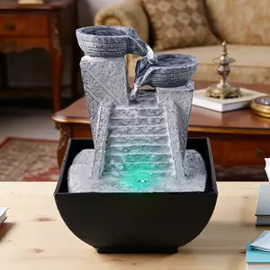 Two-tier Fountain Featuring Step, Flowing Water Fountains, Water Feature Decorations And Accessories, Tabletop Fountain Ornaments, Flowing Water Fountains, And Boss Office Decorations In An Artistic And Leisure Style, Festival Gift