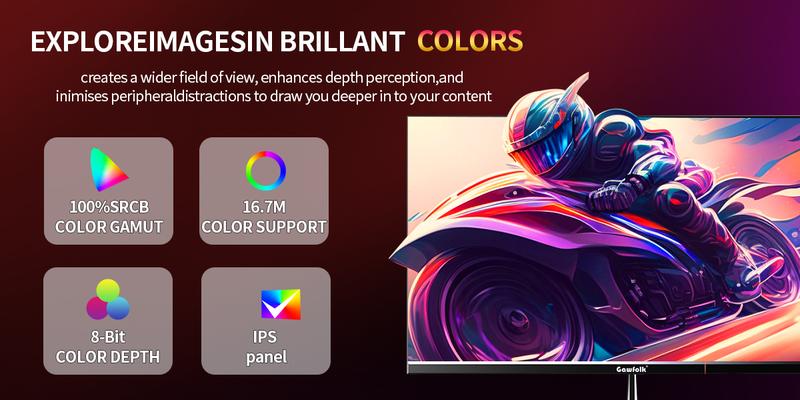 Gawfolk Gaming Monitor 24.5-inch 200Hz Refresh Rate Full HD 1080p PC Display Borderless Flat-Panel Design Built-in Speakers FreeSync Technology Support HDMI & DisplayPort Compatibility VESA 75x75 Wall-Mount Standard