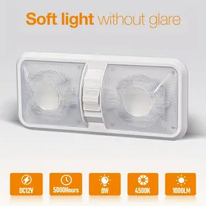 Leisure LED 5-Pack RV LED Ceiling Double Dome Light Fixture with ON/OFF Switch Interior Lighting for Car/RV/Trailer/Camper/Boat DC 11-18V Natural White 4000-4500K 48x2835SMD (Natural White 4000-4500K, 4)