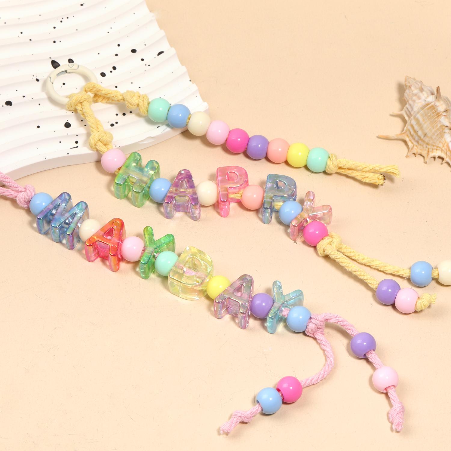 【B381】UV-Coated Transparent Letter Bead Series - Colorful Alphabet Beads for Your Needs